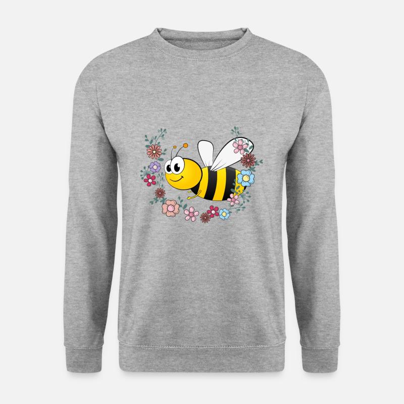 Biene und Blumen - Unisex Pullover - Weißgrau meliert