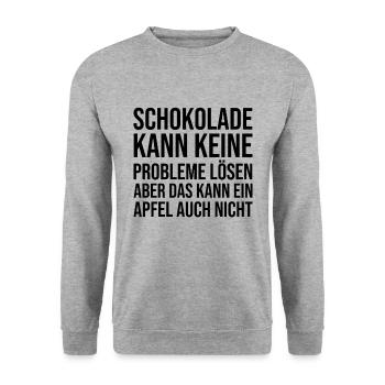 Schokolade kann keine Probleme lösen - Unisex Pullover - Weißgrau meliert - Vorne - Alina (178cm) & Michal (187cm)