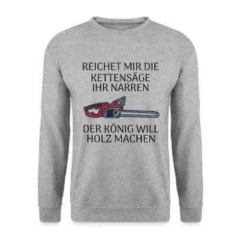 Reichet mir die Kettensäge - Unisex Pullover - Weißgrau meliert - Vorne - Alina (178cm) & Michal (187cm)