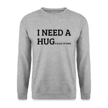I need a huge glass of wine - Unisex Pullover - Weißgrau meliert - Vorne - Alina (178cm) & Michal (187cm)