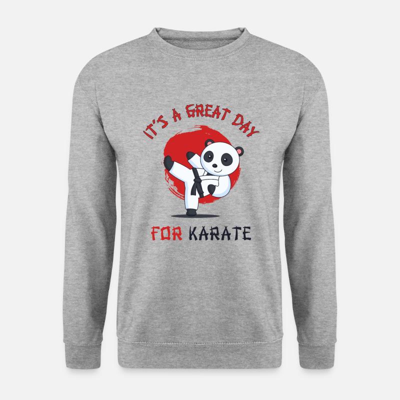 Karate Panda - Unisex Pullover - Weißgrau meliert