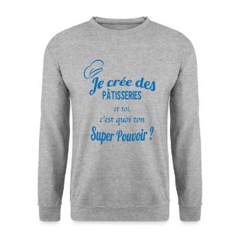 Je crée des pâtisseries super pouvoir - Sweat-shirt Unisexe - gris chiné - Devant - Alina (178cm) & Michal (187cm)
