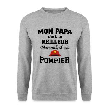Cadeau papa pompier humour - Sweat-shirt Unisexe - gris chiné - Devant - Alina (178cm) & Michal (187cm)