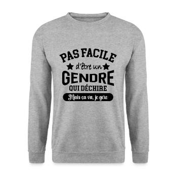 Cadeau Gendre qui déchire drôle - Sweat-shirt Unisexe - gris chiné - Devant - Alina (178cm) & Michal (187cm)