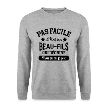 Cadeau beau-fils qui déchire - Sweat-shirt Unisexe - gris chiné - Devant - Alina (178cm) & Michal (187cm)