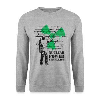 Nuclear Power Yes Please, Yes to Nuclear Energy - Unisex Sweatshirt - salt & pepper - Front - Alina (178cm) & Michal (187cm)