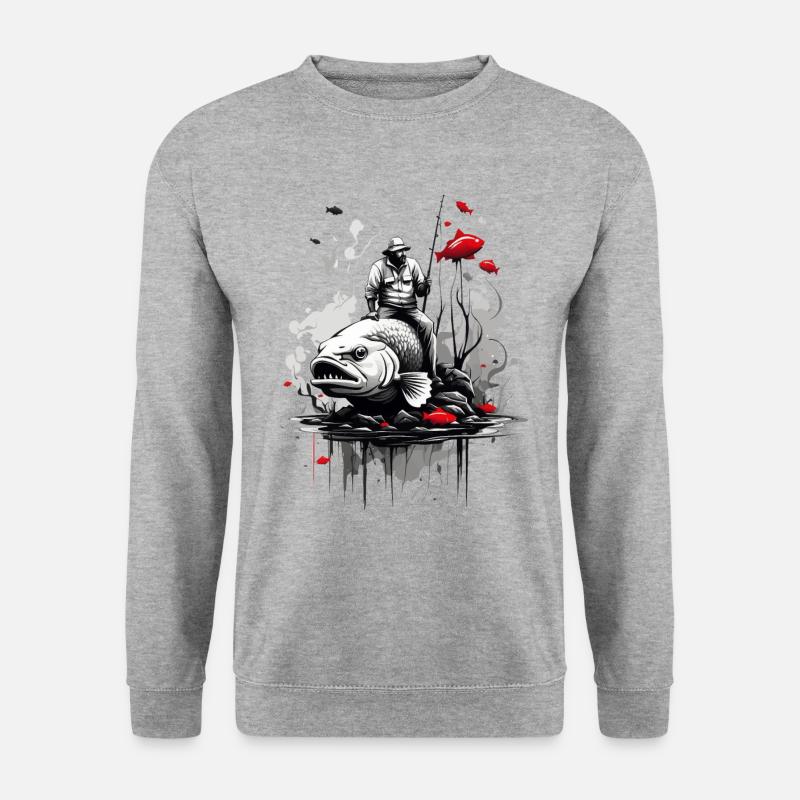 SURREAL ANGELN ANGLER - Unisex Pullover - Weißgrau meliert