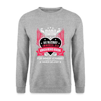 Mama ich vermisse Dich - Unisex Pullover - Weißgrau meliert - Vorne - Alina (178cm) & Michal (187cm)