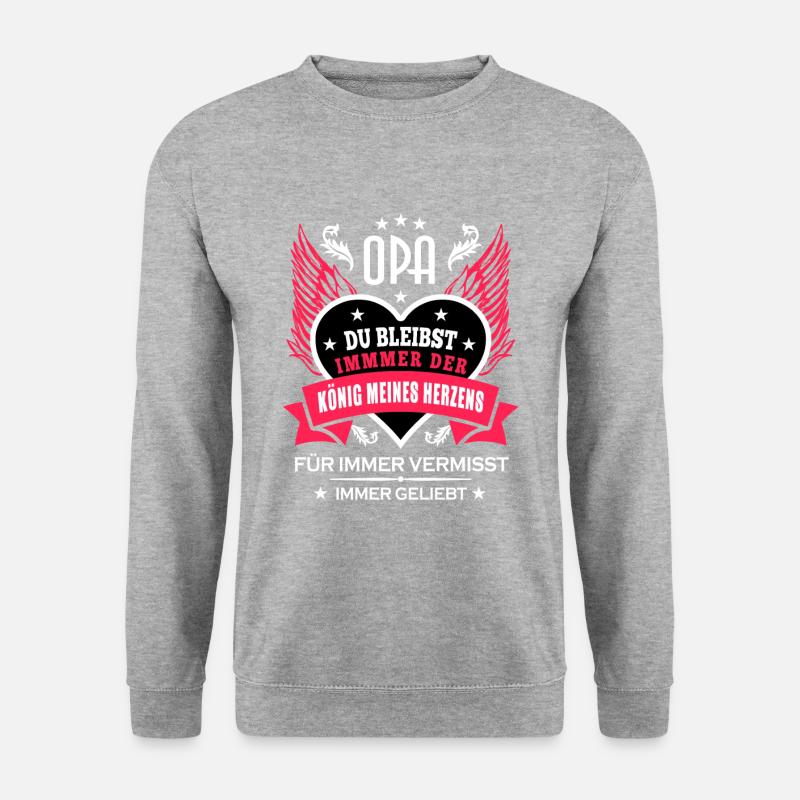 Opa - König meines Herzens - Unisex Pullover - Weißgrau meliert