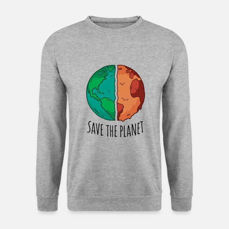 Save the Planet. - Unisex Pullover - Weißgrau meliert