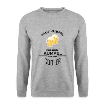 Sauf Kumpel Schriftzug schwarz lustig - Unisex Pullover - Weißgrau meliert - Vorne - Alina (178cm) & Michal (187cm)