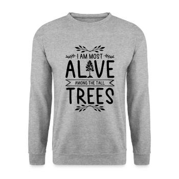 Nature Tree Trees - Unisex Sweatshirt - salt & pepper - Front - Alina (178cm) & Michal (187cm)