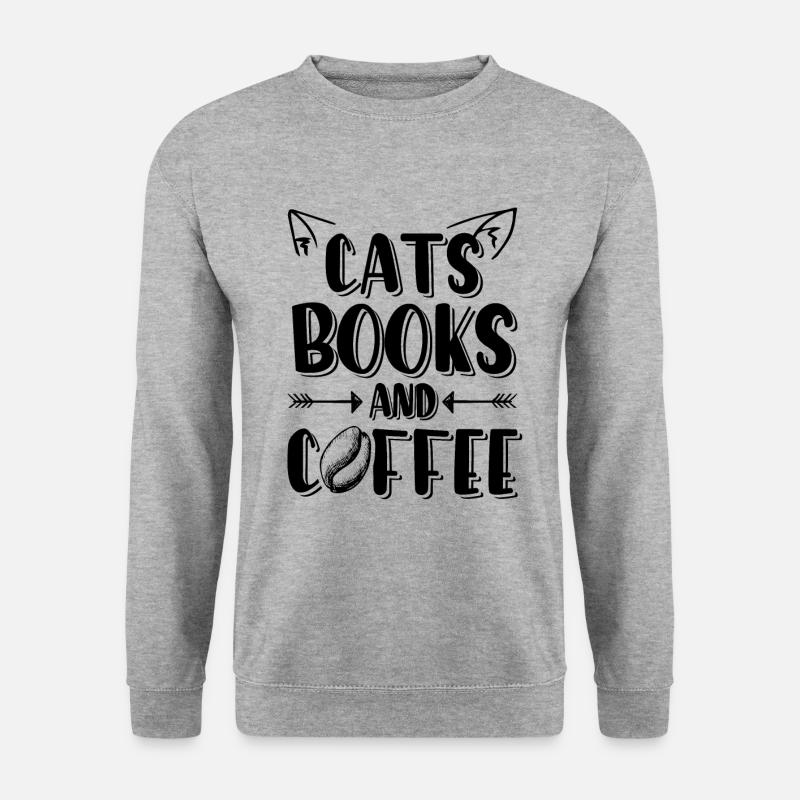 katzen bücher kaffee - Unisex Pullover - Weißgrau meliert
