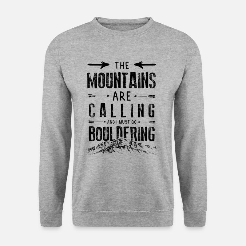 Mountains Calling Bouldering Eisklettern - Unisex Pullover - Weißgrau meliert
