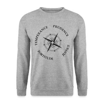 Vintage Cardinal Virtues Compass Cardinal Virtues - Unisex Sweatshirt - salt & pepper - Front - Alina (178cm) & Michal (187cm)