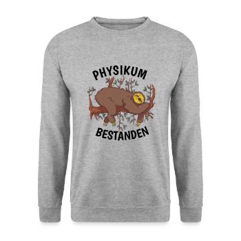 Physikum geschafft!!! Medizinstudent Universität - Unisex Pullover - Weißgrau meliert - Vorne - Alina (178cm) & Michal (187cm)