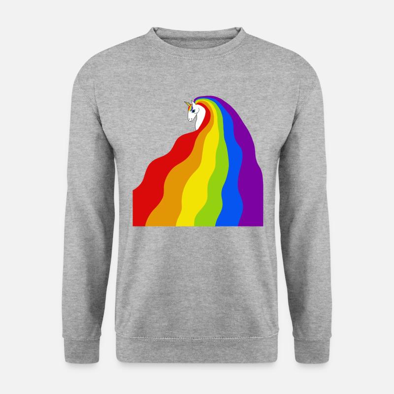 Regenbogen-Einhorn - Unisex Pullover - Weißgrau meliert