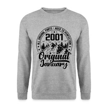 2001 January Original 23 Year Anniversary Gift - Unisex Sweatshirt - salt & pepper - Front - Alina (178cm) & Michal (187cm)