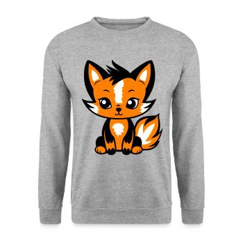 Fuchs Tier Baby - Unisex Pullover - Weißgrau meliert - Vorne - Alina (178cm) & Michal (187cm)