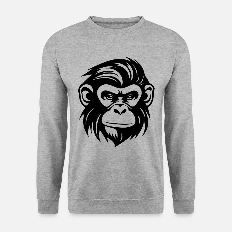 Affe Kopf - Unisex Pullover - Weißgrau meliert