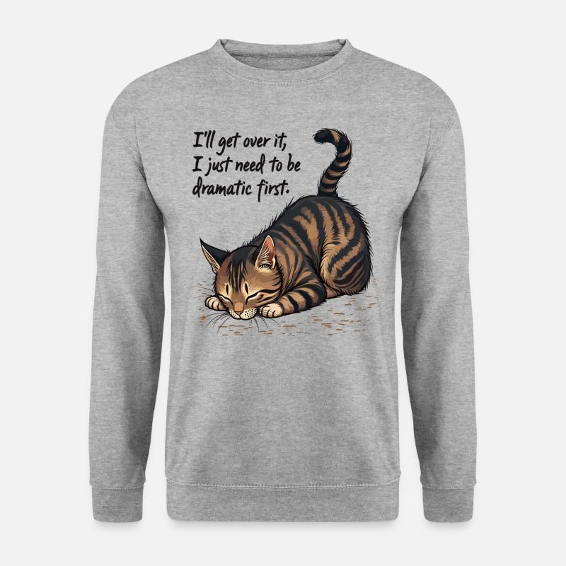 Dramatische Katze - Unisex Pullover - Weißgrau meliert