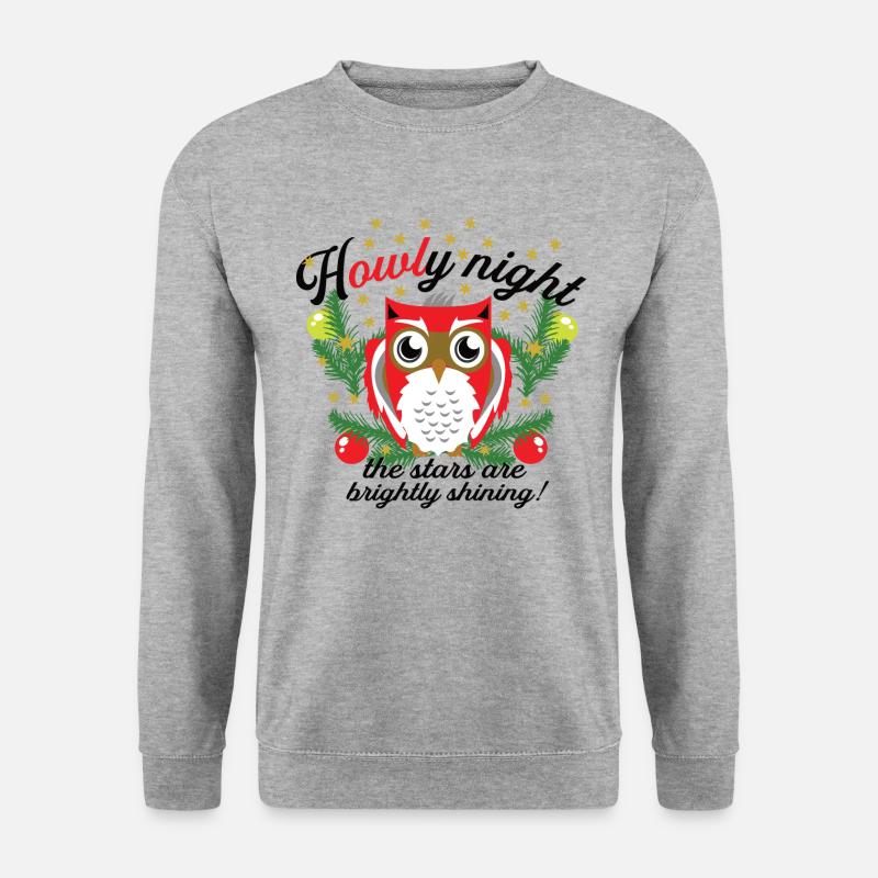 Heilige Nacht Eule Howly Weihnachten lustig Spruch - Unisex Pullover - Weißgrau meliert