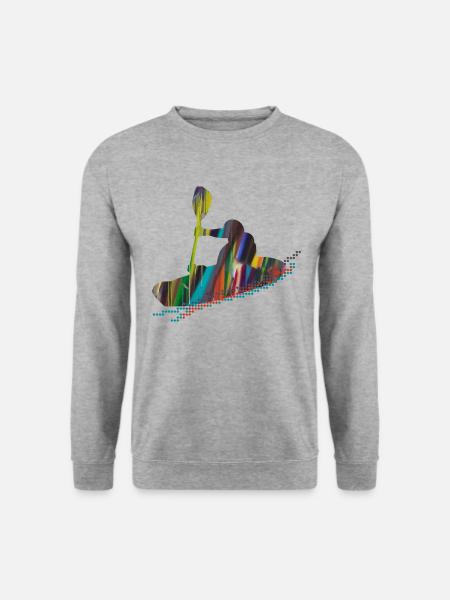 Rudern, Rafting, Kajak, Graffiti, Boot - Unisex Pullover - Weißgrau meliert