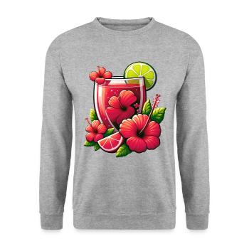 Red hibiscus tea glass - Unisex Sweatshirt - salt & pepper - Front - Alina (178cm) & Michal (187cm)