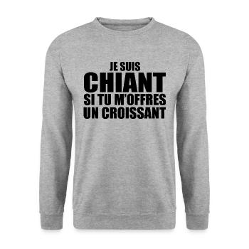 Man who adores: Crescent. Funny Design Humor - Unisex Sweatshirt - salt & pepper - Front - Alina (178cm) & Michal (187cm)