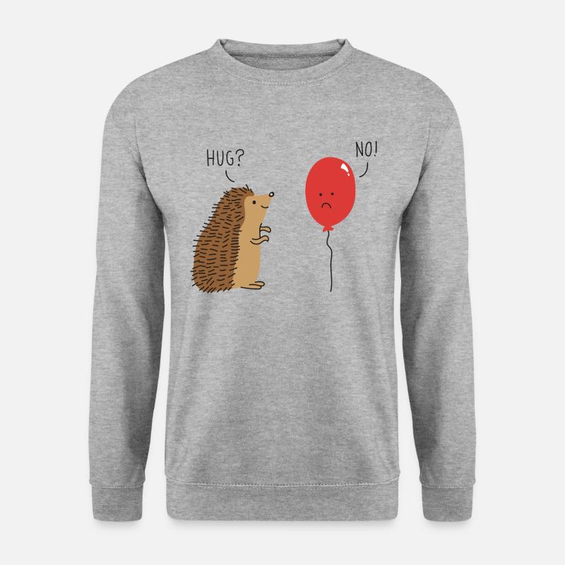 Süßer Igel Hugs Ballon Geschenkidee - Unisex Pullover - Weißgrau meliert