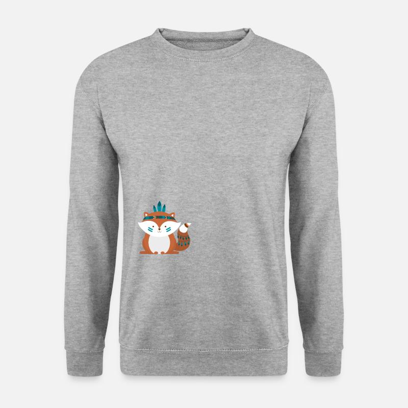Indianer-Fuchs - Unisex Pullover - Weißgrau meliert