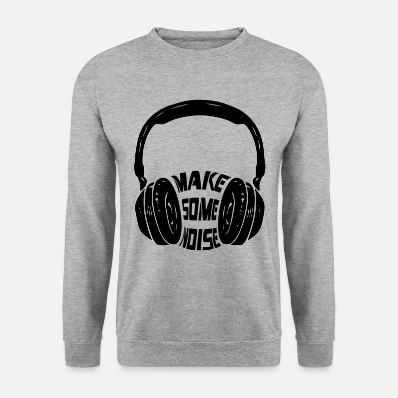 Make Some Noise Mit Kopfhörer | Farbe änderbar - Unisex Pullover - Weißgrau meliert