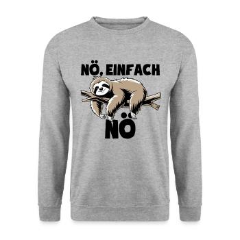 Faultier Nö, einfach Nö - Nein einfach nein Spruch - Unisex Pullover - Weißgrau meliert - Vorne - Alina (178cm) & Michal (187cm)