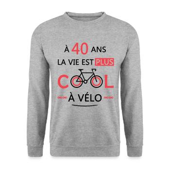 40 ans anniversaire vélo cadeau Vélo 40 Ans - Sweat-shirt Unisexe - gris chiné - Devant - Alina (178cm) & Michal (187cm)