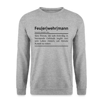 Definition Feuerwehrmann - Unisex Pullover - Weißgrau meliert - Vorne - Alina (178cm) & Michal (187cm)