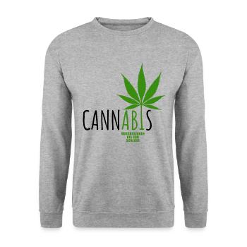 CannABIs Abi durchgezogen - Abitur - Spruch - Unisex Pullover - Weißgrau meliert - Vorne - Alina (178cm) & Michal (187cm)