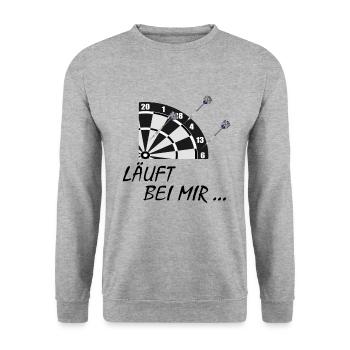 Darten Dart Bier lustig Abflug - Unisex Pullover - Weißgrau meliert - Vorne - Alina (178cm) & Michal (187cm)