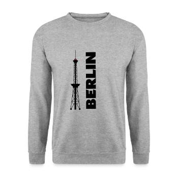 Berlin Deutschland Skyline Hauptstadt Geschenk - Unisex Pullover - Weißgrau meliert - Vorne - Alina (178cm) & Michal (187cm)