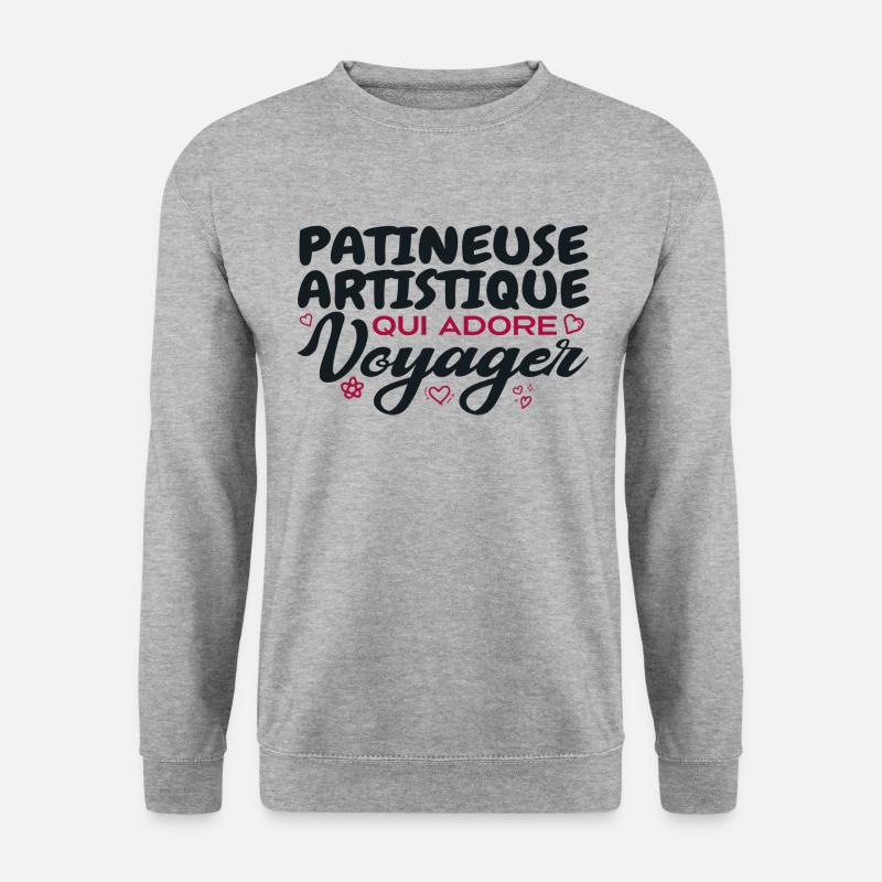 Weltenbummler Eiskunstläufer - Unisex Pullover - Weißgrau meliert