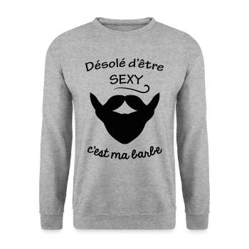humour homme barbe - Sweat-shirt Unisexe - gris chiné - Devant - Alina (178cm) & Michal (187cm)
