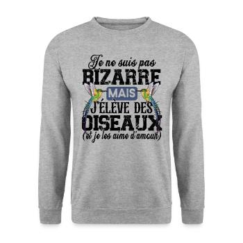 Oiseau Animal Bec Cadeau Humour Moineau Mésange - Sweat-shirt Unisexe - gris chiné - Devant - Alina (178cm) & Michal (187cm)