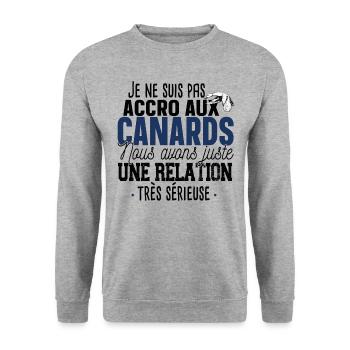Canard Caneton Animal Cadeau Humour Chasseur - Sweat-shirt Unisexe - gris chiné - Devant - Alina (178cm) & Michal (187cm)
