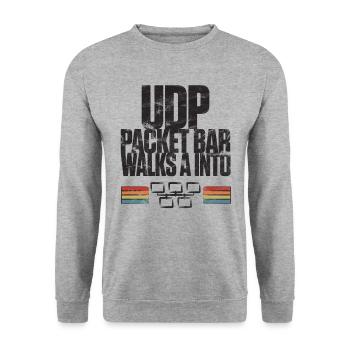 La barre de paquets UDP entre dans - Sweat-shirt Unisexe - gris chiné - Devant - Alina (178cm) & Michal (187cm)