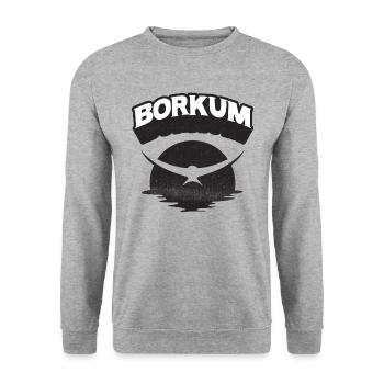 Borkum Möwe Insel Shirt - Unisex Pullover - Weißgrau meliert - Vorne - Alina (178cm) & Michal (187cm)