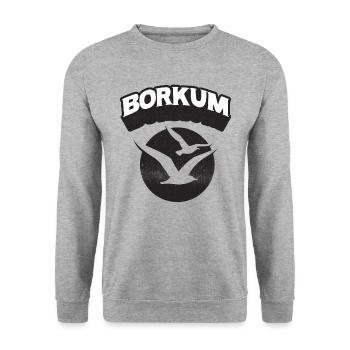 Borkum Möwe Insel Shirt - Unisex Pullover - Weißgrau meliert - Vorne - Alina (178cm) & Michal (187cm)