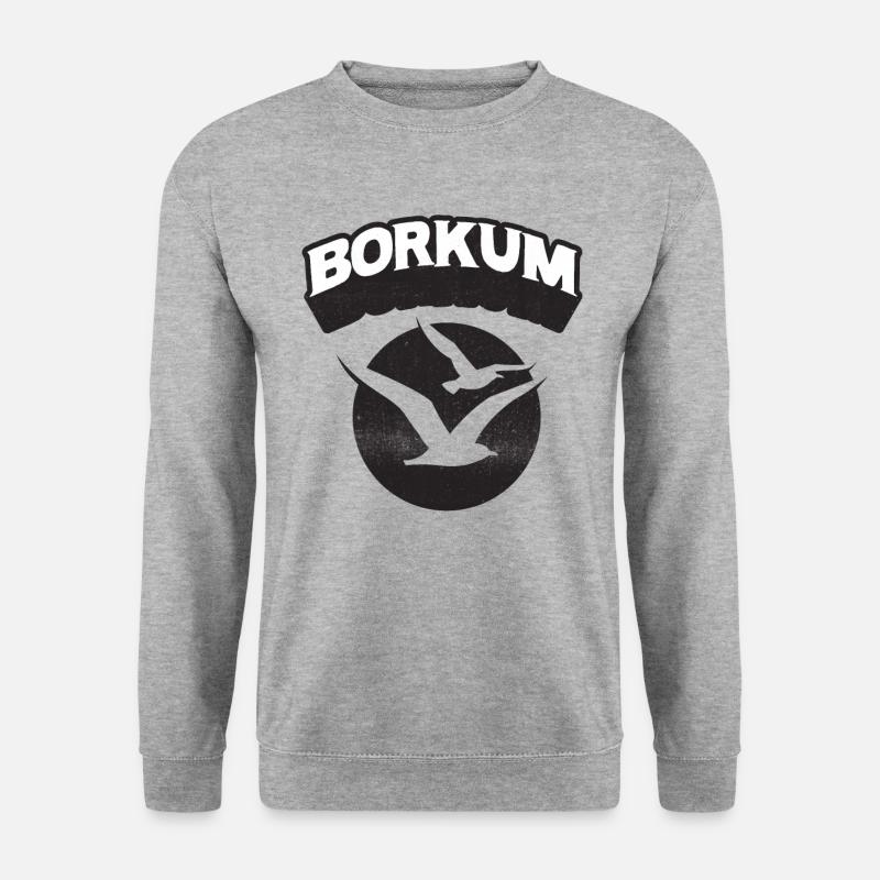 Borkum Möwe Insel Shirt - Unisex Pullover - Weißgrau meliert