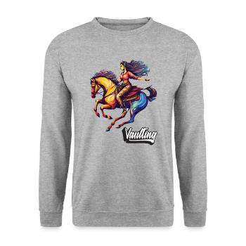 Voltige Saut Cheval Acrobatie Équitation - Sweat-shirt Unisexe - gris chiné - Devant - Alina (178cm) & Michal (187cm)