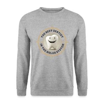 Best dentist in the molar system - bester Zahnarzt - Unisex Pullover - Weißgrau meliert - Vorne - Alina (178cm) & Michal (187cm)