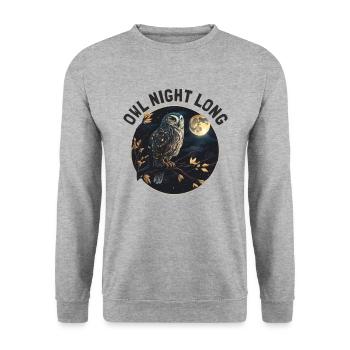 Owl Night Long Night Owl Owl Night Service - Sweat-shirt Unisexe - gris chiné - Devant - Alina (178cm) & Michal (187cm)
