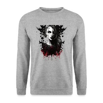 Gothic Witch Girl Tattoo girl - Unisex Sweatshirt - salt & pepper - Front - Alina (178cm) & Michal (187cm)